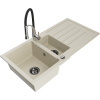 Mexen Andres granitový drez 1,5-komorový s odkvapkávačom a kuchynskou batériou Aster, béžový - 6515-69-73450-07-B Mexen Andres granitový drez 1,5-komorový s odkvapkávačom a kuchynskou batériou Aster, béžový - 6515-69-73450-07-B
