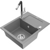 Mexen Enzo granitový kuchynský drez s 1 komorou, odkvapkávačom a kuchynskou batériou Flora, sivý - 6506-71-670401-07 Mexen Enzo granitový kuchynský drez s 1 komorou, odkvapkávačom a kuchynskou batériou Flora, sivý - 6506-71-670401-07