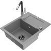 Mexen Enzo jednokomorový granitový drez s odkvapkávačom a kuchynskou batériou Flora, sivý - 6506-71-670401-07-B Mexen Enzo jednokomorový granitový drez s odkvapkávačom a kuchynskou batériou Flora, sivý - 6506-71-670401-07-B