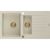 Mexen Matias - drez granitový 900x505x200 mm, 1,5-komorový, béžová so zlatým sifónom, 6502901505-69-G Mexen Matias - drez granitový 900x505x200 mm, 1,5-komorový, béžová so zlatým sifónom, 6502901505-69-G