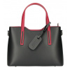 Kožená čierna dámska kabelka s červenými ramienkami do ruky Maila Kožená čierna dámska kabelka s červenými ramienkami do ruky Maila