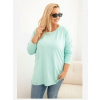 Kesi Dámska blúzka Plus Size bavlnená s okrúhlym výstrihom mätová Kesi Dámska blúzka Plus Size bavlnená s okrúhlym výstrihom mätová