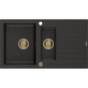Mexen Matias - drez granitový 900x505x200 mm, 1,5-komorový, čierna-zlatá metalíza so zlatým sifónom, 6502901505-75-G Mexen Matias - drez granitový 900x505x200 mm, 1,5-komorový, čierna-zlatá metalíza so zlatým sifónom, 6502901505-75-G