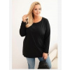 Kesi Dámska blúzka Plus Size bavlnená s okrúhlym výstrihom čierna Kesi Dámska blúzka Plus Size bavlnená s okrúhlym výstrihom čierna