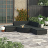 6-dielna záhradná sedacia súprava+podložky, čierna, polyratan-ForU-46752