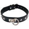 ROUGE Leather Thin O-Ring Studded Collar with Detachable O-Ring Black ROUGE Leather Thin O-Ring Studded Collar with Detachable O-Ring Black