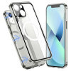 AppleMix Kryt pre Apple iPhone 14 Plus - 360° ochrana - podpora MagSafe - sklo/kov - strieborný AppleMix Kryt pre Apple iPhone 14 Plus - 360° ochrana - podpora MagSafe - sklo/kov - strieborný