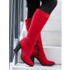 Čižmy z pravej kože na podpätku EMA 08 červené Čižmy z pravej kože na podpätku EMA 08 červené