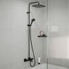 HANSGROHE Vernis Shape Showerpipe nástenný sprchový systém s vaňovým termostatom, horná sprcha 1jet 240 x 240 mm, ručná sprcha 2jet, matná čierna, 26900670
