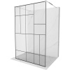 Mexen Kioto, priechodná sprchová zástena 100 x 200 cm, 8mm sklo číre/čierny vzor, 2x chrómová stabilizačná rozpera, 800-100-002-01-78 Mexen Kioto, priechodná sprchová zástena 100 x 200 cm, 8mm sklo číre/čierny vzor, 2x chrómová stabilizačná rozpera, 800-100-002-01-78