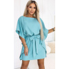 Numoco SOFIA šaty motýlieho strihu s viazaním v páse pastelovo tyrkysové 2XL/3XL Numoco SOFIA šaty motýlieho strihu s viazaním v páse pastelovo tyrkysové 2XL/3XL