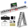 88 kľúčových skladacích klávesov Piano Prenosné skladacie piano Bluetooth MIDI White 88 kľúčových skladacích klávesov Piano Prenosné skladacie piano Bluetooth MIDI White