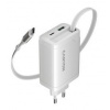 CANYON charger OnCharge 65RC Build-In Cable USB-C 65W 1xPD 1xQC EU White CANYON charger OnCharge 65RC Build-In Cable USB-C 65W 1xPD 1xQC EU White