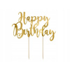 KIK KX4564 Zapichovacia dekorácia na tortu zlatá Happy Birthday 22,5 cm KIK KX4564 Zapichovacia dekorácia na tortu zlatá Happy Birthday 22,5 cm