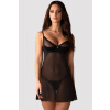 Obsessive Stelisa chemise - košieľka + tangá Farba: Čierna, Veľkosť: S/M Obsessive Stelisa chemise - košieľka + tangá Farba: Čierna, Veľkosť: S/M