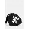Kožená kabelka Strapped Heart Shoulder Bag čierna farba, 12115063 Kožená kabelka Strapped Heart Shoulder Bag čierna farba, 12115063