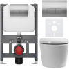 CERANO - Závesné WC s bidetom Cronus Premium - biela lesklá - tlačidlo Prime/Modulo, strieborné - závesné - nízky modul - predstenová inštalácia / sadrokartón - 59,3x38,4 cm CERANO - Závesné WC s bidetom Cronus Premium - biela lesklá - tlačidlo Prime/Modulo, strieborné - závesné - nízky modul - predstenová inštalácia / sadrokartón - 59,3x38,4 cm