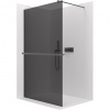 CERANO - Sprchová zástena Walk-in Onyx Round Ľ/P - 10 mm + polička / držiak na uteráky - guľatá vzpera - čierna matná, grafitové sklo - 160x200 cm CERANO - Sprchová zástena Walk-in Onyx Round Ľ/P - 10 mm + polička / držiak na uteráky - guľatá vzpera - čierna matná, grafitové sklo - 160x200 cm