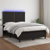 vidaXL Posteľ boxsping s matracom a LED čierna 140x200 cm látka vidaXL Posteľ boxsping s matracom a LED čierna 140x200 cm látka