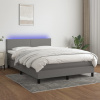Box spring postel s matrací a LED tmavě šedá 140x190 cm textil Šedá 3132990 Box spring postel s matrací a LED tmavě šedá 140x190 cm textil Šedá 3132990