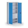 Policová dielenská skriňa 2-dverová, 4 police + 4 zásuvky, 1950 × 950 × 500 mm, modré dvere Policová dielenská skriňa 2-dverová, 4 police + 4 zásuvky, 1950 × 950 × 500 mm, modré dvere