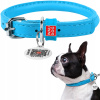 Kožený obojok pre psa WAUDOG okrúhly s QR pasom, modrý, veľkosť XS Kožený obojok pre psa WAUDOG okrúhly s QR pasom, modrý, veľkosť XS