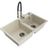 Mexen Tomas granitový drez 2-komorový s kuchynskou batériou Aster, béžový - 6516-69-73450-07-B Mexen Tomas granitový drez 2-komorový s kuchynskou batériou Aster, béžový - 6516-69-73450-07-B