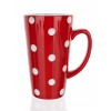 Keramický hrnček vysoký 450 ml, červený s bodkami Keramický hrnček vysoký 450 ml, červený s bodkami