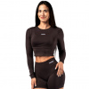 Seamless crop top s dlouhým rukávem POWER 892 tmavě hnědý - L Seamless crop top s dlouhým rukávem POWER 892 tmavě hnědý - L