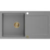 Mexen Leo granitový drez s 1 komorou a odkvapkávačom 900 x 500 mm, sivý, sifón zlatý - 6501901010-71-G Mexen Leo granitový drez s 1 komorou a odkvapkávačom 900 x 500 mm, sivý, sifón zlatý - 6501901010-71-G