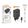 Múdra sieťová nabíjačka ALIGATOR 2.4A, 2xUSB, smart IC, Micro USB kábel 2A, čierna Múdra sieťová nabíjačka ALIGATOR 2.4A, 2xUSB, smart IC, Micro USB kábel 2A, čierna