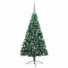 zahrada-XL Osvetlený umelý polovičný vianočný stromček+gule, zelený 150 cm 3077650 zahrada-XL Osvetlený umelý polovičný vianočný stromček+gule, zelený 150 cm 3077650