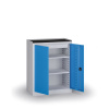Policová dielenská skriňa 2-dverová, 2 police + 1 zásuvka, 1180 × 950 × 500 mm, modré dvere Policová dielenská skriňa 2-dverová, 2 police + 1 zásuvka, 1180 × 950 × 500 mm, modré dvere