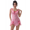 Pink Heart Printed Mesh Ruffled Sexy Nightdress 2XL Pink Heart Printed Mesh Ruffled Sexy Nightdress 2XL