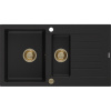 Mexen Matias granitový drez 1,5-komorový s odkvapkávačom 900 x 505 mm, čierny, sifón zlatý - 6502901505-77-G Mexen Matias granitový drez 1,5-komorový s odkvapkávačom 900 x 505 mm, čierny, sifón zlatý - 6502901505-77-G