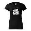 Handel Tričko - Eat Sleep Gym Repeat Farba: čierna, Veľkosť: 2XL, Strih oblečenia: dámsky Handel Tričko - Eat Sleep Gym Repeat Farba: čierna, Veľkosť: 2XL, Strih oblečenia: dámsky
