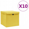 VidaXL Úložné boxy s vekom, 10 ks, 28x28x28 cm, žlté VidaXL Úložné boxy s vekom, 10 ks, 28x28x28 cm, žlté