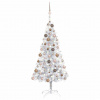 zahrada-XL Osvetlený umelý vianočný stromček s guľami strieborný 120cm PET 3077608 zahrada-XL Osvetlený umelý vianočný stromček s guľami strieborný 120cm PET 3077608
