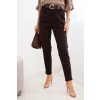 Kesi Dámske viskózové nohavice s opaskom a zúženými nohavicami čierne Farba: Hnedá, Veľkosť: UNI Kesi Dámske viskózové nohavice s opaskom a zúženými nohavicami čierne Farba: Hnedá, Veľkosť: UNI