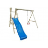 Dětská dřevěná houpačka Marimex 1 + modrá skluzavka Dětská dřevěná houpačka Marimex 1 + modrá skluzavka