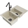 Mexen Gaspar granitový drez 1,5-komorový s odkvapkávačom a kuchynskou batériou Flora, béžový - 6507-69-670401-70-B Mexen Gaspar granitový drez 1,5-komorový s odkvapkávačom a kuchynskou batériou Flora, béžový - 6507-69-670401-70-B