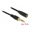 Delock Predlžovací kábel stereo jack 3,5 mm 3-pinový samec > samica 5 m dlhý čierny Delock