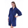 Saténový dámský župan Adela tmavě modrý - S Saténový dámský župan Adela tmavě modrý - S