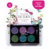 Lukky krémové očné tiene s trblietkami a štetcom, 6 farieb (3 Lukky krémové očné tiene s trblietkami a štetcom, 6 farieb (3