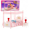 LeanToys Sada nábytku pro panenky: postel s nebesy, noční stolky, lampy LeanToys Sada nábytku pro panenky: postel s nebesy, noční stolky, lampy