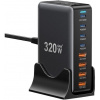 Essager stolová nabíjačka, 320W, GaN, 4xUSB-C + 4xUSB-A EZC320W-QJB0G-Z Essager stolová nabíjačka, 320W, GaN, 4xUSB-C + 4xUSB-A EZC320W-QJB0G-Z
