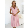 381-6 LINDA - chiffon dress with lace neckline - dirty pink biela | ružová L NUMOCO 5903938293498 381-6 LINDA - chiffon dress with lace neckline - dirty pink biela | ružová L NUMOCO 5903938293498