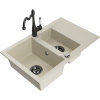 Mexen Gaspar žulový drez 1,5-komorový s odkvapkávačom a kuchynskou batériou Carla, béžový - 6507-69-670700-70 Mexen Gaspar žulový drez 1,5-komorový s odkvapkávačom a kuchynskou batériou Carla, béžový - 6507-69-670700-70