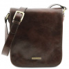 Kožená taška cez rameno s dvoma priehradkami TL Messenger - Tuscany Leather Farba: Tmavohnedá Kožená taška cez rameno s dvoma priehradkami TL Messenger - Tuscany Leather Farba: Tmavohnedá