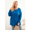 Legínovo Dámska blúzka Plus Size bavlnená s okrúhlym výstrihom biela Farba: Modrá, Veľkosť: 4XL/5XL Legínovo Dámska blúzka Plus Size bavlnená s okrúhlym výstrihom biela Farba: Modrá, Veľkosť: 4XL/5XL
